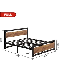 gaomon Bed Frame Industrial Platform With Headboard Easy Assembly Mattress Frame Retro Brown No Box Spring Needed