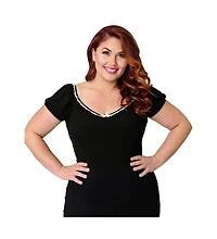 Unique Vintage Plus Sweetheart Knit Top