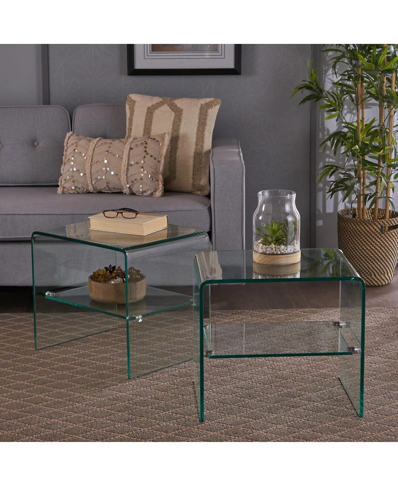 Streamdale Furniture Tempered Glass & Aluminum End Table - Living Room Accent