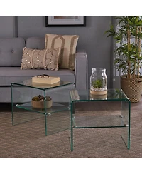 Streamdale Furniture Tempered Glass & Aluminum End Table - Living Room Accent