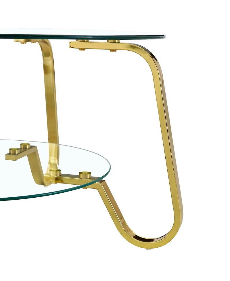 Streamdale Furniture Retro minimalist metal frame glass coffee table, 31.5