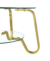 Streamdale Furniture Retro minimalist metal frame glass coffee table, 31.5