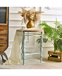 Streamdale Furniture Rustic Wooden Carved Coffee Table, Round End Table For Living Room