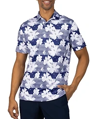 Tailorbyrd Men's Tropical Stripe Floral Printed Performance Polo