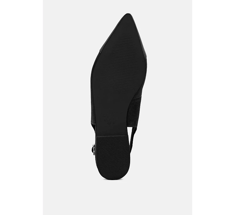 Uwaha Genuine Leather & Real Suede Slingback Flats