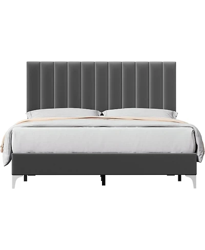 gaomon Bed Frame with Headboard and 4 Drawers Platform Steel Slats No Box Spring Needed Quiet Easy Assembly