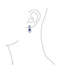 Bling Jewelry Cocktail Leaf Motif Cubic Zirconia Black White Blue Cz Chandelier Clip-On Earrings