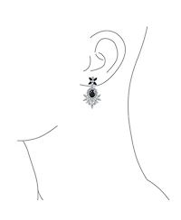 Bling Jewelry Cocktail Leaf Motif Cubic Zirconia Black White Blue Cz Chandelier Clip-On Earrings