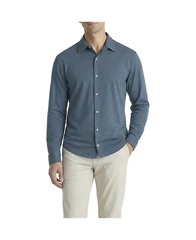Level 7 Men's Office-Leisure Collection Melange Seamless Long Sleeve Shirt