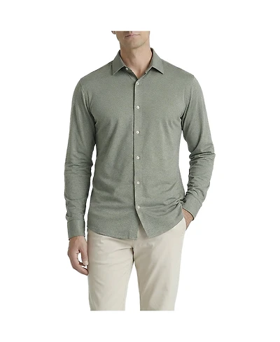 Level 7 Men's Office-Leisure Collection Melange Seamless Long Sleeve Shirt