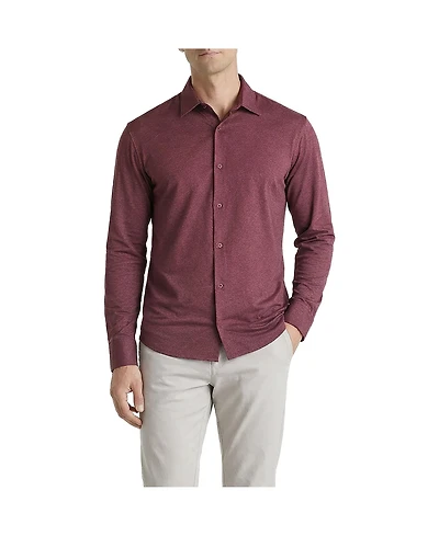 Level 7 Men's Office-Leisure Collection Melange Seamless Long Sleeve Shirt