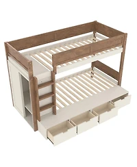 Streamdale Furniture Twin over Twin/Twin Xl over Full Bunk Bed with Storage & Wardrobe