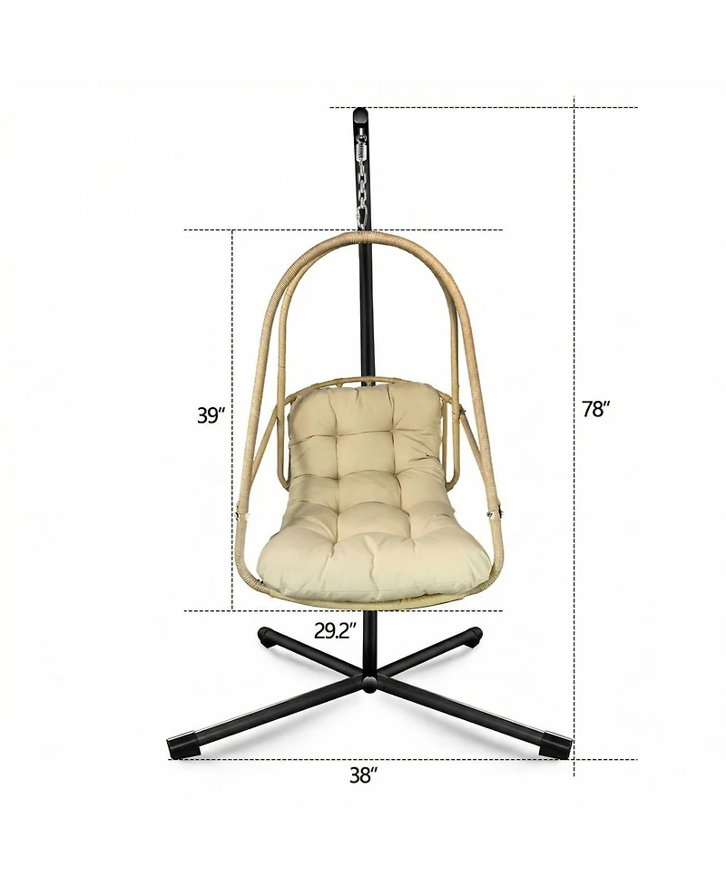 Clihome Swing Egg Chair with Stand Indoor Outdoor Wicker Rattan Patio Basket Hanging