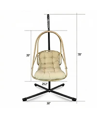 Clihome Swing Egg Chair with Stand Indoor Outdoor Wicker Rattan Patio Basket Hanging
