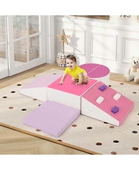 Mecale 6-Piece Soft Toddler Play Set with Climbing Triangle, Ramp & Safe Foam Design for Active Play