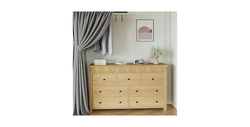 gaomon 7 Drawer Dresser for Bedroom, 54" Wide Modern Fluted Chest of Drawers, Wooden Storage Cabinet