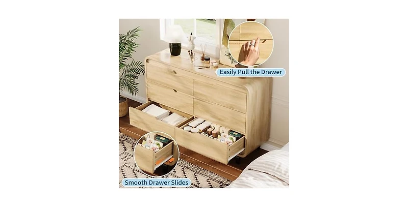 gaomon 5 Drawers Dresser for Bedroom, 48" High Modern Chest of Drawers with Large Wood Storage Dresser