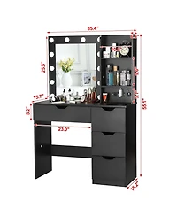 gaomon Makeup Vanity with Lights and Power Outlet, 36" Makeup Table with Lighted Mirror