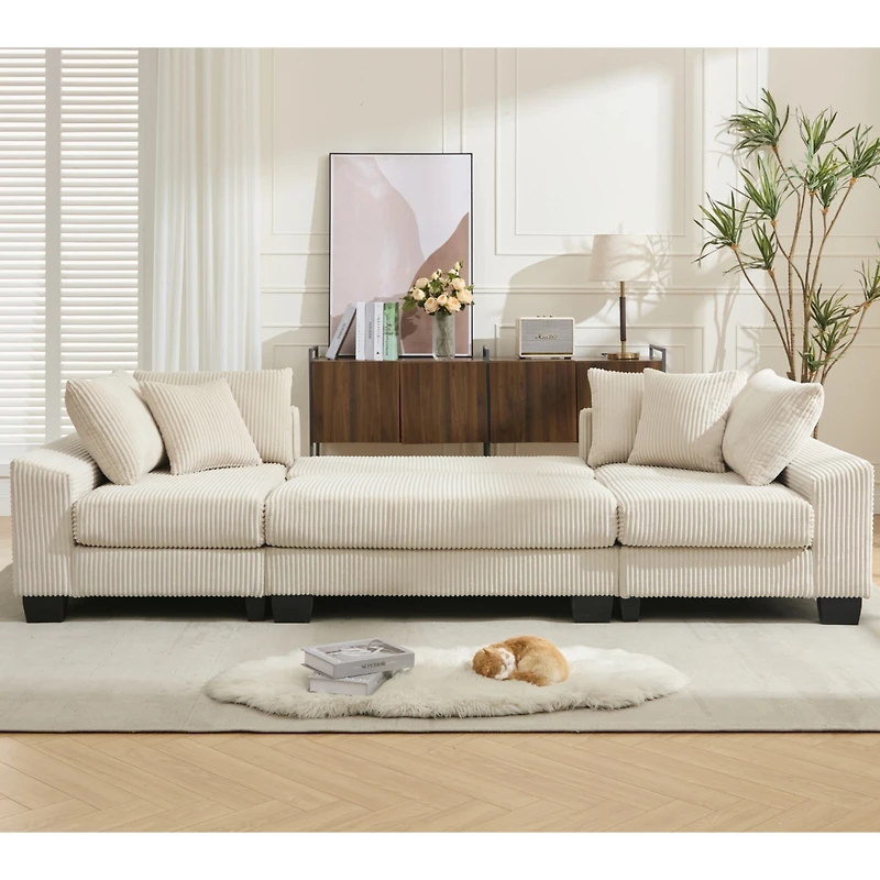 Streamdale Furniture U Shaped Corduroy Sleeper Sofa Bed