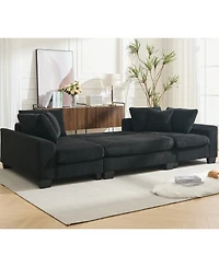 Streamdale Furniture U-Shaped Corduroy Sleeper Sofa Bed