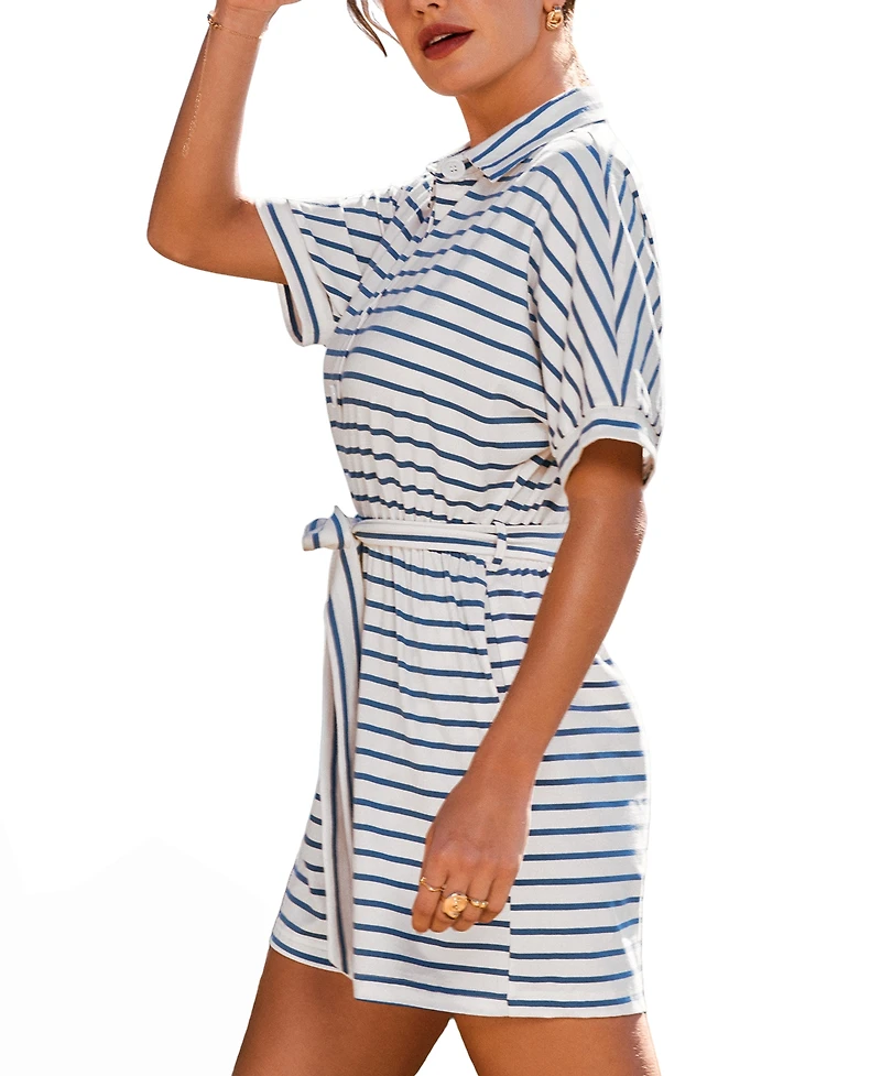 Cupshe Women's Collared Striped Romper