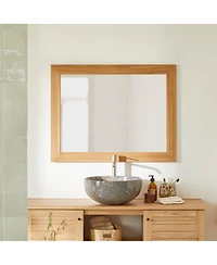 Tikamoon Solid Teak Wood Mirror 90x70 Wall Hanging Bathroom Living Room