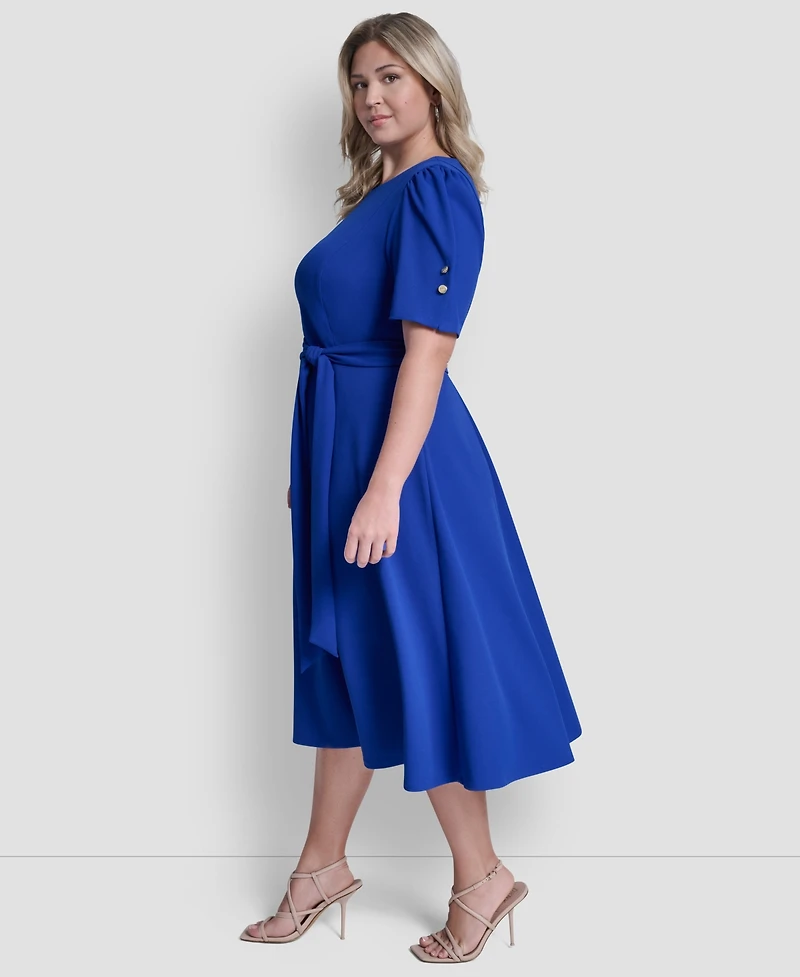Dkny Plus Short-Sleeve Jewel Neck Flared Maxi Dress