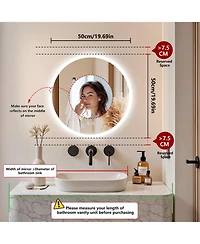 Luvodi 20" Round Led Bathroom Mirror with Lights Wall-Mounted Vanity Mirror