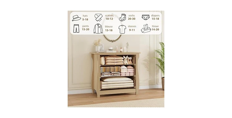 gaomon 3 Drawer Dresser, Modern Dresser for Bedroom, Chest of Drawer with Metal Ring Pull Handles