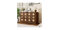 gaomon 6 Drawer Dresser for Bedroom, 47.2'' Wide Dresser, Boho Chest of Drawers, Wooden Chest with Clothes Storage Cabinet