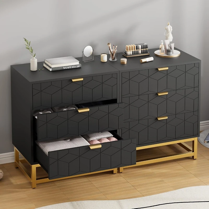 gaomon 3 Drawer Dresser with Metal Legs, Wood Storage Chest Organizer for Bedroom, Living Room, Hallway