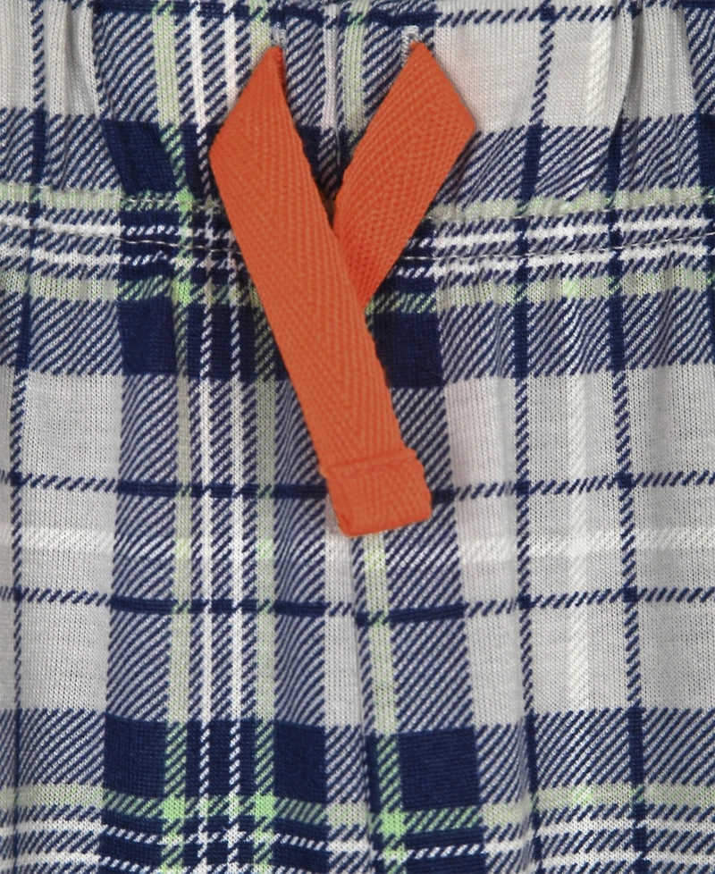 Max & Olivia Boys' 6-18 Crewneck Top Plaid Pants, 2-Piece Pajama Set