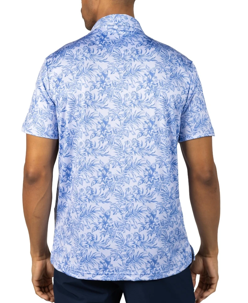 Tailorbyrd Men's Distressed Tropical Printed Performance Polo