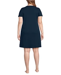 Lands' End Plus Cotton Short Sleeve Knee Length Nightgown