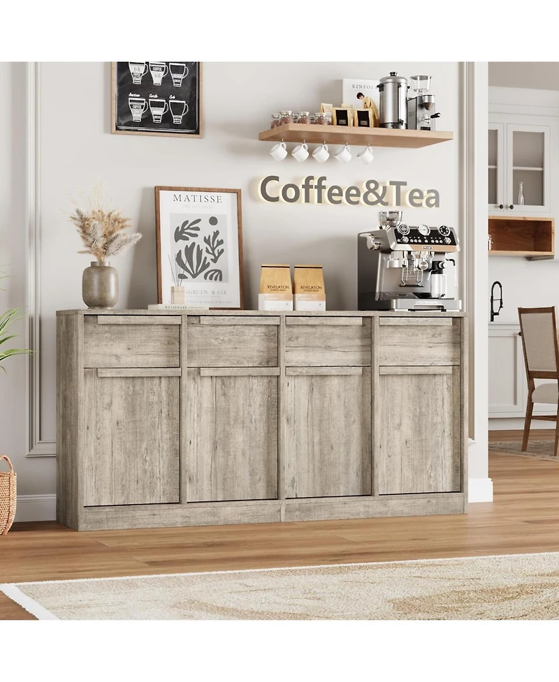gaomon Sideboard Buffet Cabinet with 4 Drawers, Large Modern Coffee Bar Storage Cabinet