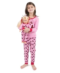 Leveret Toddler Girls' 2T-5T Butterfly Matching Doll Snug-Fit Cotton Long-Sleeve Pajamas, 2-Piece Set