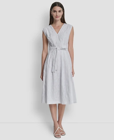Dkny Petite Sleeveless V-Neck Midi Dress