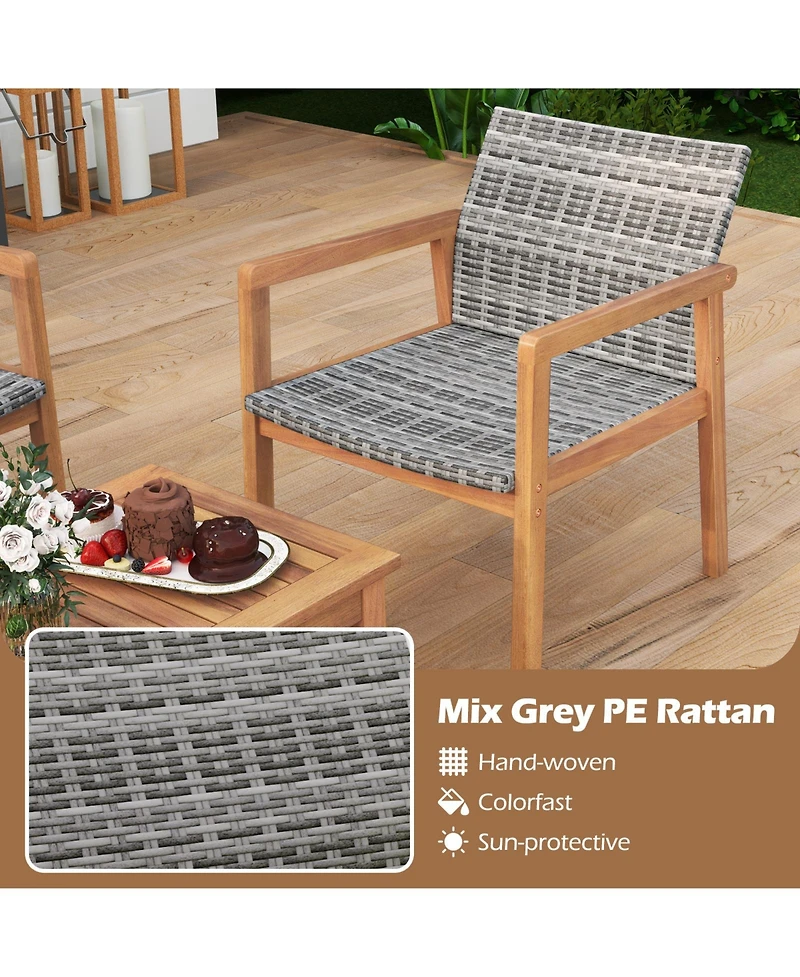 Gymax 8 Pieces Patio Furniture Set Pe Rattan Patio Bistro Set w/ Loveseat