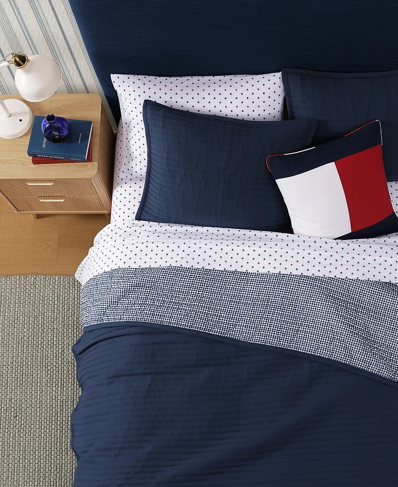 Tommy Hilfiger Solid Washed Microfiber -Pc. Quilt Set