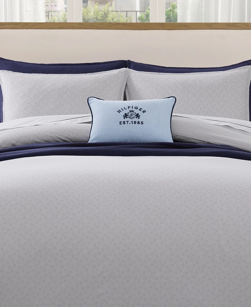 Tommy Hilfiger Trellis Flag Cotton Reversible 3-Pc. Duvet Cover Set