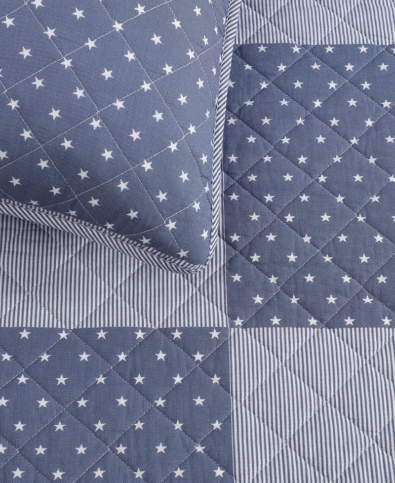 Tommy Hilfiger Ithaca Stargaze Patchwork Cotton Reversible 3-Pc. Quilt Set, King