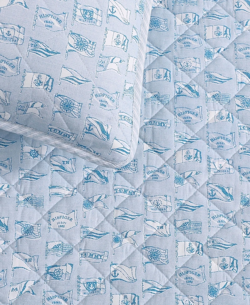 Tommy Hilfiger Boating Flags Cotton Reversible -Pc. Quilt Set