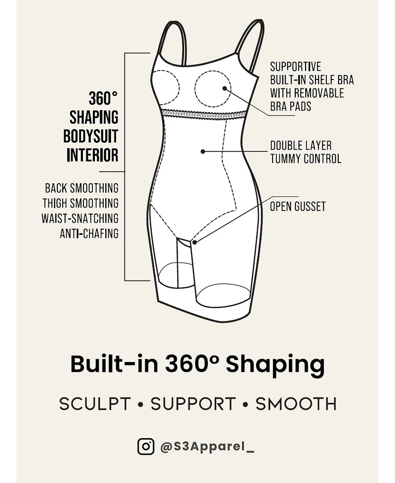 S3 Apparel Women's Scoop Neck Ribbed Sculpting Cami Mini Dress with Built-In Shapewear