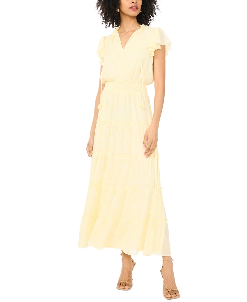 1.state Women's V-Neck Tiered Maxi Dress