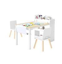 Slickblue Toddler Craft Table Set with 2 Chairs and Storage Shelves