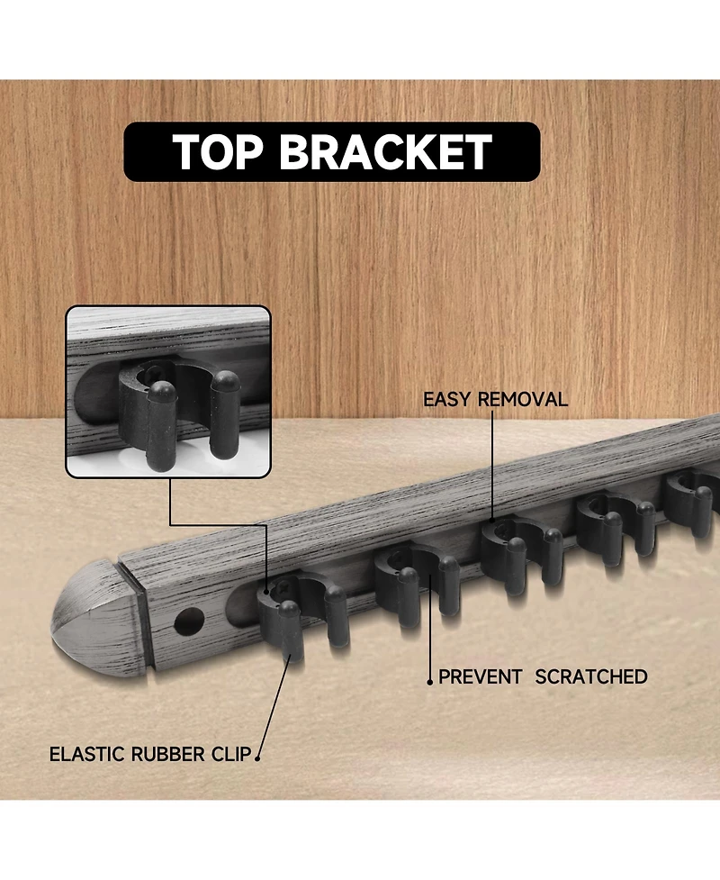 Gse Games and Sports Expert Piece Wood Billiard Pool Cue Rack Wall Mounted Holders, Pool Cue Wall Rack Set - Brushed - 8 cue