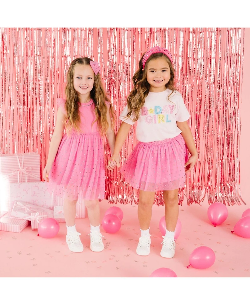 Sweet Wink Little Girls Birthday Girl Rhinestone Patch Short Sleeve T-Shirt