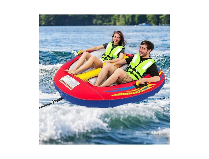Hongge 1 or 2 Person Inflatable Towable Tube for Boating with Drainage