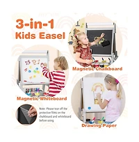 Hongge 3 in 1 Art Easel for Kids with Magnetic Chalkboard and Whiteboard