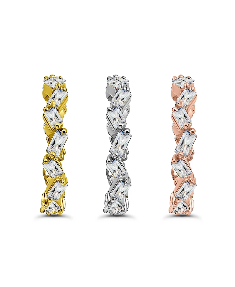 Macy's 6 7/8 cttw 3pc Set- 3x2mm and 4x2mm Baguette Cubic Zirconia Stones- Zig Zag Pattern Ring